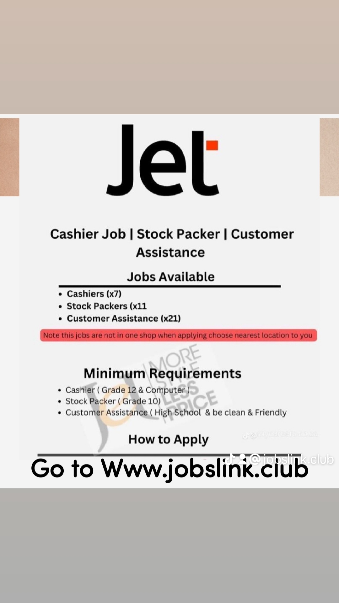 JET STORE’S is Hiring General Workers 2023/2024 Jobs Hub